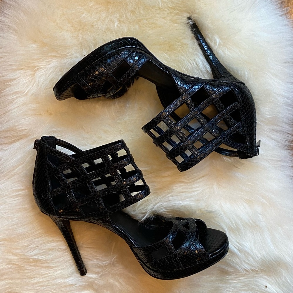 Michael Kors Black Leather Snakeskin